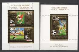 B0872 Guinea Ecuatorial ! Gold Munich 74 World Cup Football Kb+Bl Mnh - Sonstige & Ohne Zuordnung