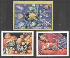 B1571 Comoros Fauna Fish & Marine Life !!! 1Kb+2Bl Mnh - Meereswelt