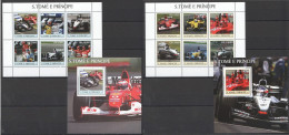 O0127 2003 S. Tome & Principe Formula 1 F1 Cars Schumacher Ferrari 2+2 Mnh - Cars