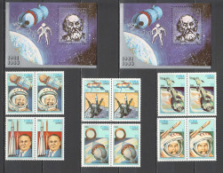 O0083 1986 Space Premier Events First Flight Gagarin Satellites 2Set+2Bl Mnh - Andere & Zonder Classificatie