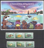 O0024 Antigua & Barbuda Fauna Fish & Marine Life Undersea Wildlife 1Sh+1Set Mnh - Maritiem Leven