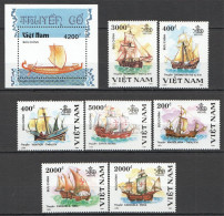 B1578 1990-1991 Vietnam Transport Sailing Ships 1Bl+1Set Mnh - Ships