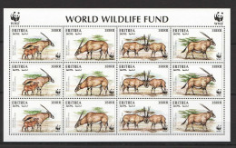 O0115 Eritrea World Wwf Fauna Wild Animals #87-90 Michel 21 Euro 1Sh Mnh - Autres & Non Classés