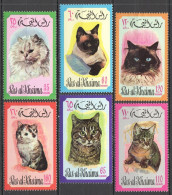 B1514 1971 Ras Al Khaima Fauna Pets Cats Domestic Animals #574-8 Set Mh - Gatti