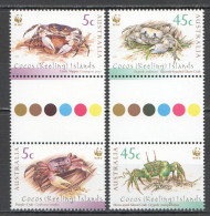 Ft198 2000 Australia Cocos Islands Crabs Wwf Marine Life Gutter #400-3 Set Mnh - Vie Marine