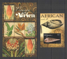 O0100 2011 Tanzania Flora Flowers Seashells Of Africa #1850-52 Kb+Bl Mnh - Sonstige & Ohne Zuordnung