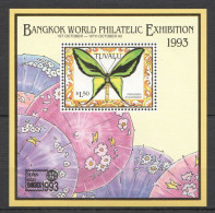 O0037 1993 Tuvalu Flora & Fauna Butterflies Bangkok Expo !!! Gold Bl47 Mnh - Schmetterlinge