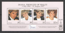 O0030 1998 Tonga Diana Princess Of Wales #1512-15 Kb Mnh - Other & Unclassified