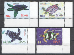 B1591 Nevis Fish & Marine Life Reptiles Hawksbill Turtles 1Set Mnh - Altri & Non Classificati