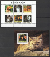 O0126 2003 S. Tome & Principe Pets Cats & Dogs Fauna Kb+Bl Mnh - Gatti