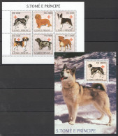 O0135 2003 S. Tome & Principe Pets Dogs Fauna Red Cross Kb+Bl Mnh - Cani