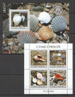 O0137 2004 Sao Tome & Principe Fish & Marine Life Seashells 1Kb+1Bl Mnh - Vie Marine