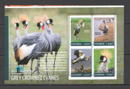 B1576 2014 Uganda Birds Grey Crowned Cranes ! Shift Perf #3245-3248 Mnh - Autres & Non Classés