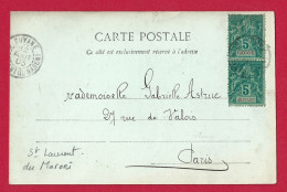 !!! GUYANE, CARTE POSTALE DE SAINT LAURENT DU MARONI POUR PARIS DE 1903 AVEC AFFRANCHISSEMENT TYPE GROUPE - Lettres & Documents