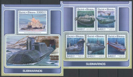 Fd0307 2017 Guinea-Bissau Submarines Ships Transport #9470-4+Bl1634 Mnh - Ships