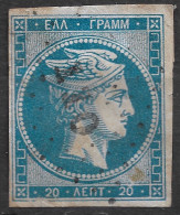 GREECE 1862-67 Large Hermes Head Consecutive Athens Prints 20 L Blue To Greenish Blue Vl. 32 / H 19 B - Usados