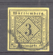 Wurtemberg  :  Mi  2 II  (o)   Type II - Oblitérés