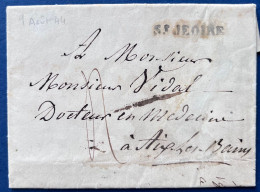 Lettre De La SAVOIE Sarde Marque Linéaire De " S.t JEOIRE " Du 9 Aout 1844 Pour Aix Les Bains + Taxe TTB - ...-1850 Voorfilatelie