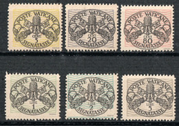 Vatican 1945, Postage Due 5c - 5 L Small Coloured Lines 6 Values Mi P7-12 X I MNH - For Comparison With Types II - Postage Due