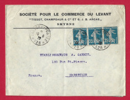!!! LEVANT, LETTRE CACHET TRÉSOR ET POSTES 528 SMYRNE POUR MARSEILLE DE 1922 - Cartas & Documentos