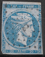 GREECE 1867-69 Large Hermes Head Cleaned Plates Issue 20 L Sky Blue Vl. 39 / H 27 A - Used Stamps