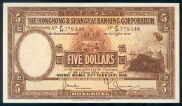 Hong Kong - 5 Dollars - Pick 180a - 1956 - Sehr Selten ! - Hongkong