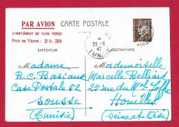 !!! TUNISIE, ENTIER POSTAL PAR AVION DE SOUSSE POUR LA FRANCE DE JUIN 1942 - Luftpost