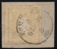 REGNO D'ITALIA  1862 Cifra In Rilievo.  Non Dentellato Su Piccolo Frammento.  Catalogo Sassone N.10 - Usati