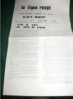PROPAGANDE  1968 : LA LIGNE ROUGE , JOURNAL SYNDICALISTE PROLETARIEN DES MILIATNTS CGT - RATP   , LE N° 1 - Zonder Classificatie