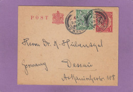 ENTIER POSTAL AVEC AFFRANCHISSEMENT COMPLEMENTAIRE  DE LONDRES POUR DESSAU,ALLEMAGNE,1925. - Stamped Stationery, Airletters & Aerogrammes