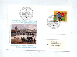 Carte Cachet Vevey Journee Du Timbre 1984 - Storia Postale