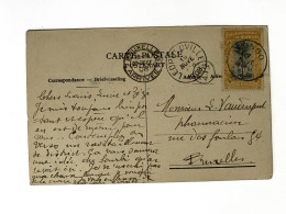 !!! CONGO, CPA DE 1908 SCÈNE ANIMÉE, DÉPART DE NONGO POUR BRUXELLES (BE), CACHETS DE NONGO; LÉOPOLDVILLE; BRUXELLES. - Cartas & Documentos