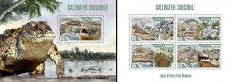 Maldives 2013, Animals, Crocodile, 4val In BF +BF - Andere & Zonder Classificatie