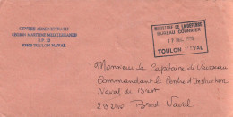ENVELOPPE AVEC CACHET MINISTERE DE LA DEFENSE - BUREAU COURRIER LE 17/12/1996 - CENTRE ADMINISTRATIF - TOULON NAVAL - Seepost