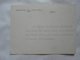 VIEUX PAPIERS - CARTE DE VISITE : Inspection De L'Artillerie - Général De Division - Visiting Cards