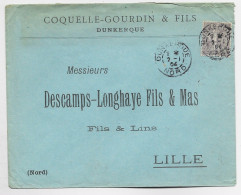 SEMEUSE 30C LIGNEE N°133 SEUL LETTRE DUNKERQUE 2.1.1904 NORD AU TARIF - 1877-1920: Semi-moderne Periode