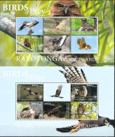 Rarotonga 2 MNH Minisheets Together - Aquile & Rapaci Diurni