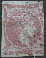 GREECE 1868-69 Large Hermes Head Cleaned Plates Issue 40 L Grey Mauve On Blue Vl. 40 A / H 28 A Position 102 - Oblitérés