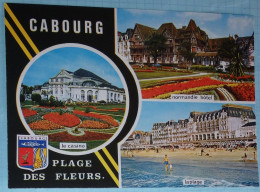 14 Calvados CPM Cabourg Plage Des Fleurs Blason écusson Multivues - Cabourg