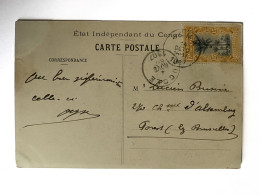 !!! CONGO, CPA DE 1907, DÉPART DE BOMA POUR FOREST-LEZ-BRUXELLES, CACHET D'UCCLE (BELGIQUE) - Storia Postale