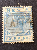 NEVIS SG 30  4d Blue Crown CA Wmk  FU  CV £50 - St.Cristopher-Nevis & Anguilla (...-1980)