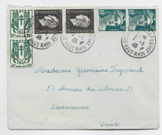 FRANCE CHAINE 30CX2+70C DULAC X2+ 2FR GANDONX2 LETTRE MULHOUSE 7.1.1946 POUR SUISSE AU TARIF - 1941-66 Wapenschilden