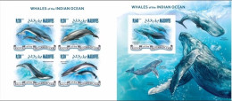 Maldives 2013, Animals, Whales, 4val In BF +BF IMPERFORATED - Baleines