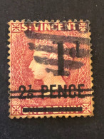 SAINT VINCENT  SG 46  1d On 2½d On 1d Lake  FU  CV £35 - St.Vincent (...-1979)