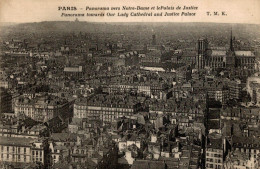 CPA Paris Panorama Vers Notre-Dame Et Le Palais De Justice - Cartas Panorámicas