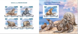 Maldives 2013, Animals, Seals, 4val In BF +BF IMPERFORATED - Autres & Non Classés