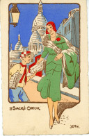 Montmartre. Illustr. Jean. Jeune Femme Achetant Un Journal à Un Vendeur De Journaux. "Le Sacré-Coeur" - Altri & Non Classificati