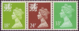 GB 1992 Se Tenant Machin Strip. Wales 18p And 24p Regionals And GB 33p - SG W49 - W60 - SG X1020 UM / MNH - Machins