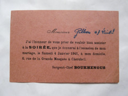 VIEUX PAPIERS - INVITATION : Rue De La Grande Mosquée à CHERCHELL - Sergent-Chef BOUKHENOUS - Programmes