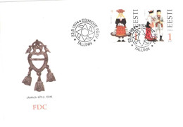 Estonia:FDC, Mustjala And Jämaja National Costumes, 1994 - Estland